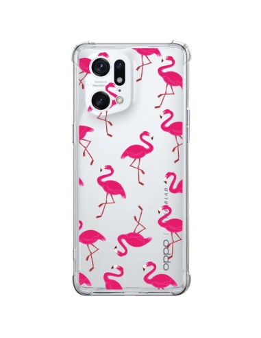 Coque Oppo Find X5 Pro flamant Rose et Flamingo Transparente - Nico
