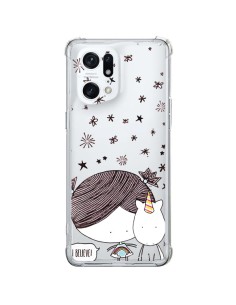 Coque Oppo Find X5 Pro Petite Fille et Licorne I Believe Transparente - Nico