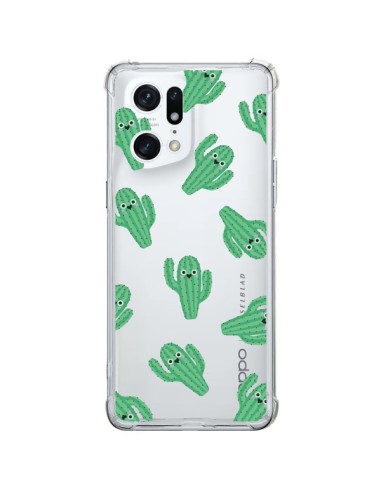 Coque Oppo Find X5 Pro Chute de Cactus Smiley Transparente - Nico