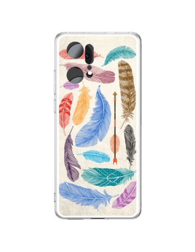 Coque Oppo Find X5 Pro Feather Plumes Multicolores - Rachel Caldwell