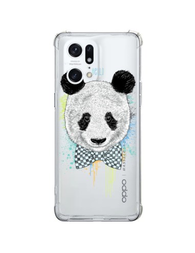 Cover Oppo Find X5 Pro Panda Papillon Trasparente - Rachel Caldwell
