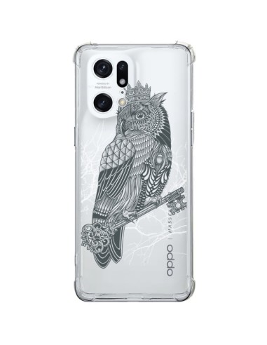 Coque Oppo Find X5 Pro Owl King Chouette Hibou Roi Transparente - Rachel Caldwell