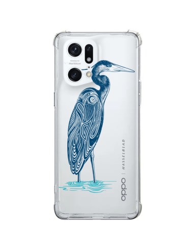 Coque Oppo Find X5 Pro Heron Blue Oiseau Transparente - Rachel Caldwell