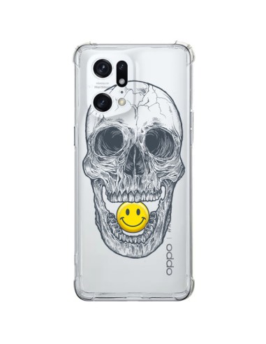 Coque Oppo Find X5 Pro Tête de Mort Smiley Transparente - Rachel Caldwell