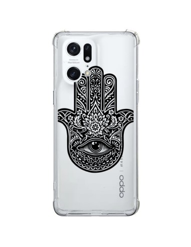 Coque Oppo Find X5 Pro Hamsa Cinq Doigts Main Mauvais Oeil Transparente - Rachel Caldwell