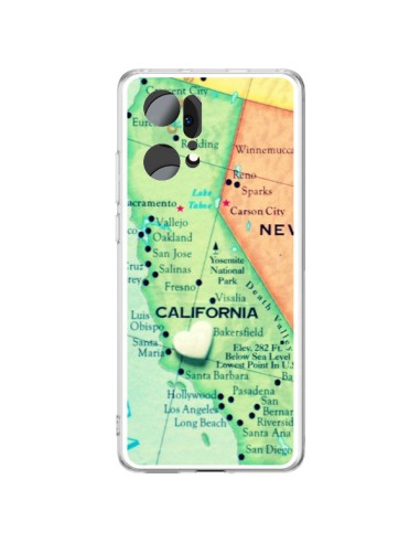 Coque Oppo Find X5 Pro Carte Map Californie - R Delean