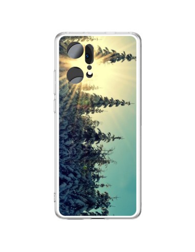 Coque Oppo Find X5 Pro Hiver Paysage Neige Montagnes Sapins Ski - R Delean