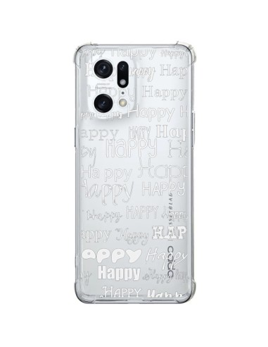 Coque Oppo Find X5 Pro Happy Happy Blanc Transparente - R Delean