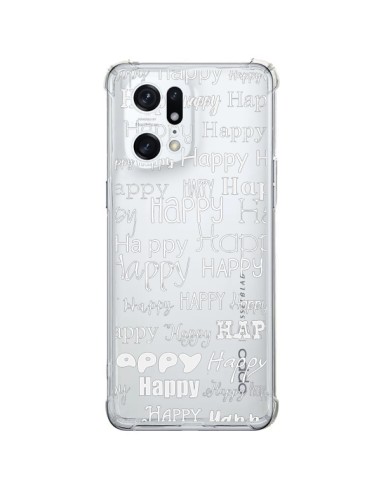 Cover Oppo Find X5 Pro Happy Felice Bianco Trasparente - R Delean