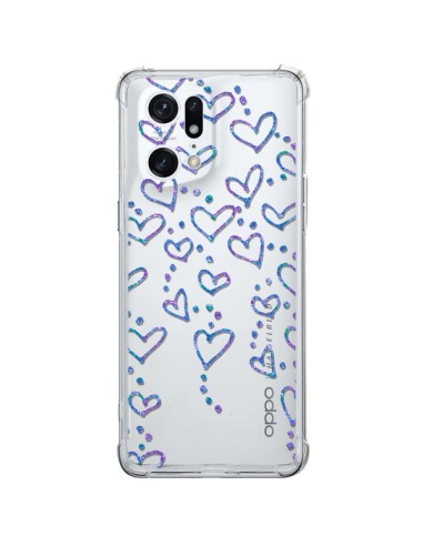 Coque Oppo Find X5 Pro Floating hearts coeurs flottants Transparente - Sylvia Cook
