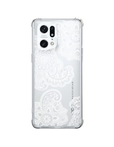 Oppo Find X5 Pro Case Lacey Paisley Mandala White Flowers Clear - Sylvia Cook
