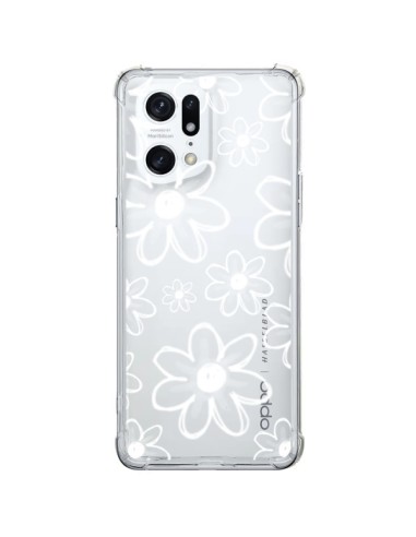 Coque Oppo Find X5 Pro Mandala Blanc White Flower Transparente - Sylvia Cook