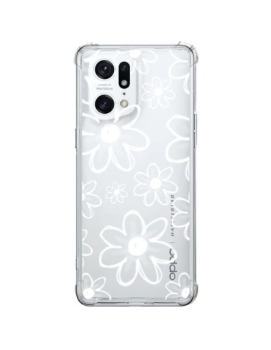 Oppo Find X5 Pro Case Mandala White Flower Clear - Sylvia Cook