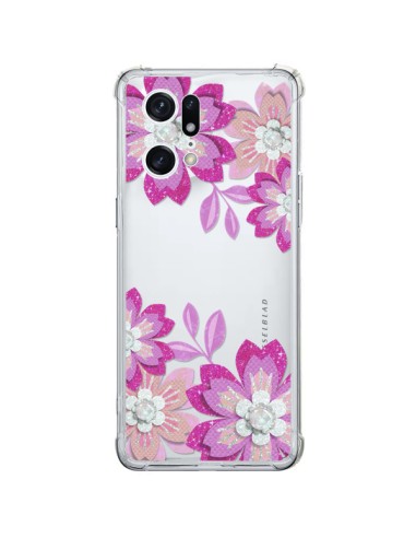 Oppo Find X5 Pro Case Flowers Winter Pink Clear - Sylvia Cook