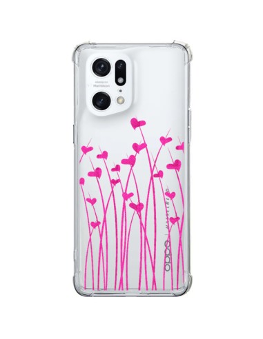 Coque Oppo Find X5 Pro Love in Pink Amour Rose Fleur Transparente - Sylvia Cook