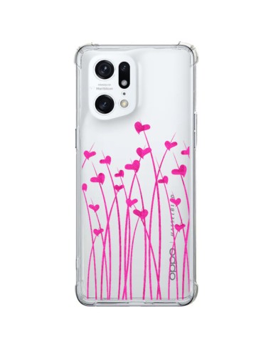 Cover Oppo Find X5 Pro Amore in Rosa Fiori Trasparente - Sylvia Cook