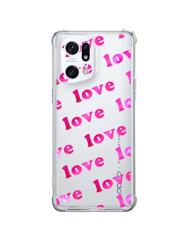 Coque Oppo Find X5 Pro Pink Love Rose Transparente - Sylvia Cook