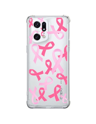 Coque Oppo Find X5 Pro Pink Ribbons Ruban Rose Transparente - Sylvia Cook