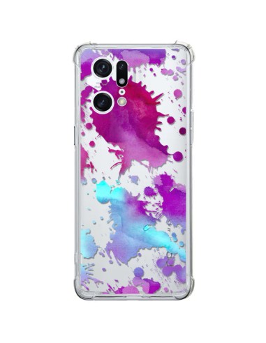 Cover Oppo Find X5 Pro Splash Colorato Blu Viola Trasparente - Sylvia Cook