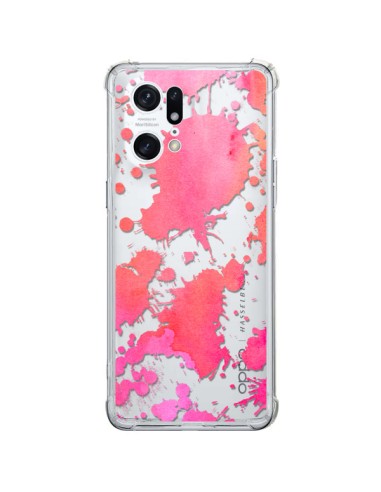 Cover Oppo Find X5 Pro Splash Colorato Rosa Arancione Trasparente - Sylvia Cook