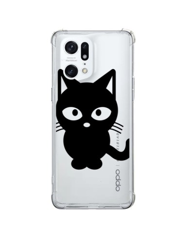 Coque Oppo Find X5 Pro Chat Noir Cat Transparente - Yohan B.