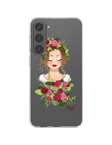 Coque Samsung Galaxy S23 Plus 5G Femme Closed Eyes Fleurs Transparente - Chapo