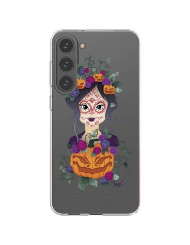 Cover Samsung Galaxy S23 Plus 5G Donna Occhi Chiusi Santa Muerte Trasparente - Chapo