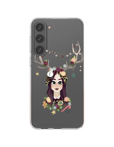 Samsung Galaxy S23 Plus 5G Case Girl Christmas Wood Deer Clear - Chapo