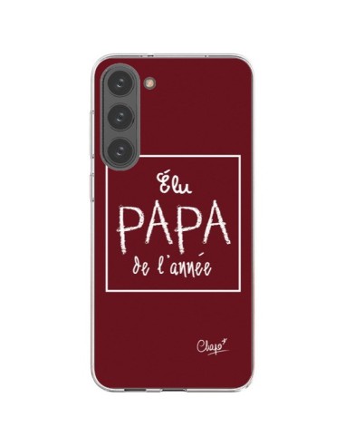 Coque Samsung Galaxy S23 Plus 5G Elu Papa de l'Année Rouge Bordeaux - Chapo