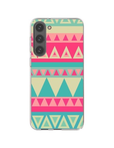 Coque Samsung Galaxy S23 Plus 5G Azteque Rose Vert - Eleaxart