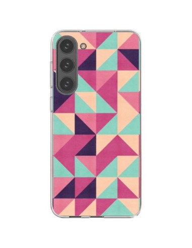 Coque Samsung Galaxy S23 Plus 5G Azteque Triangle Rose Vert - Eleaxart