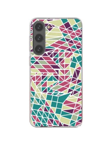 Coque Samsung Galaxy S23 Plus 5G Azteque Triangles Vert Violet - Eleaxart