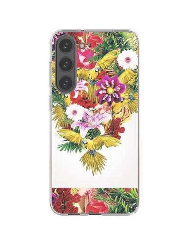Coque Samsung Galaxy S23 Plus 5G Parrot Floral Perroquet Fleurs - Eleaxart