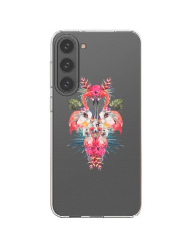 Coque Samsung Galaxy S23 Plus 5G Tropicales Flamingos Tropical Flamant Rose Summer Ete - Eleaxart