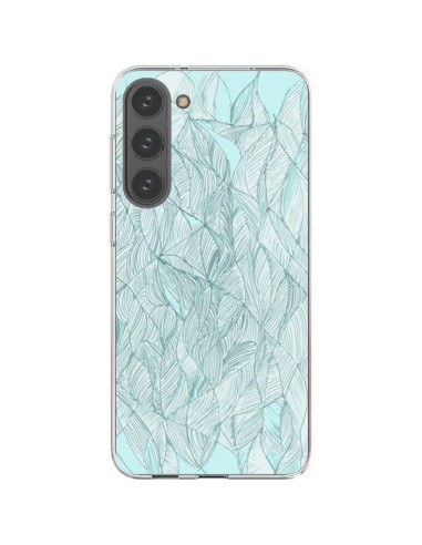 Cover Samsung Galaxy S23 Plus 5G Foglie Verde-Acqua  - Léa Clément