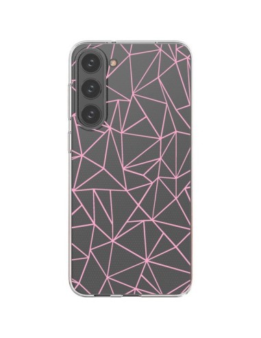 Coque Samsung Galaxy S23 Plus 5G Lignes Triangle Rose Transparente - Project M