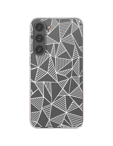 Coque Samsung Galaxy S23 Plus 5G Lignes Grilles Triangles Grid Abstract Blanc Transparente - Project M