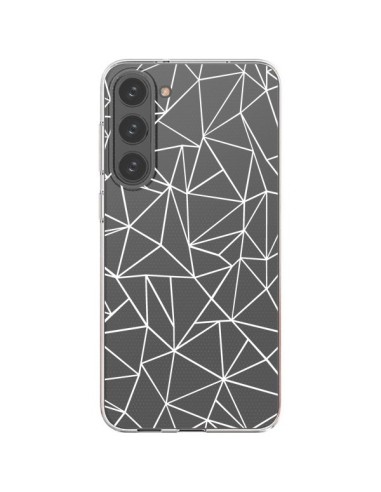 Coque Samsung Galaxy S23 Plus 5G Lignes Triangles Grid Abstract Blanc Transparente - Project M