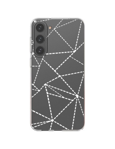 Coque Samsung Galaxy S23 Plus 5G Lignes Points Abstract Blanc Transparente - Project M