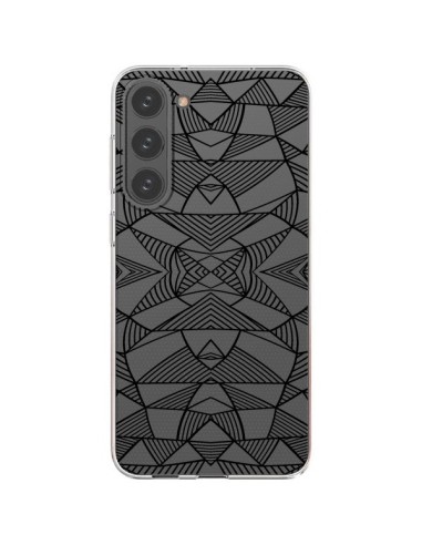 Coque Samsung Galaxy S23 Plus 5G Lignes Miroir Grilles Triangles Grid Abstract Noir Transparente - Project M