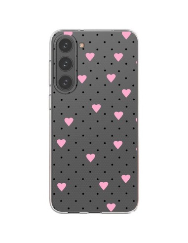 Cover Samsung Galaxy S23 Plus 5G Punti Cuori Rosa Trasparente - Project M