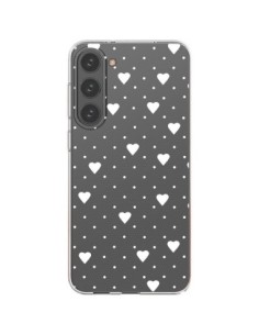 Coque Samsung Galaxy S23 Plus 5G Point Coeur Blanc Pin...