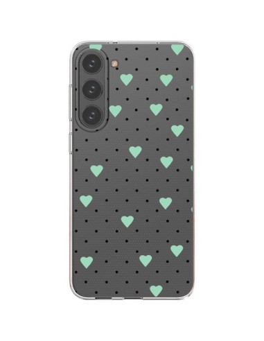 Coque Samsung Galaxy S23 Plus 5G Point Coeur Mint Bleu Vert Pin Point Heart Transparente - Project M