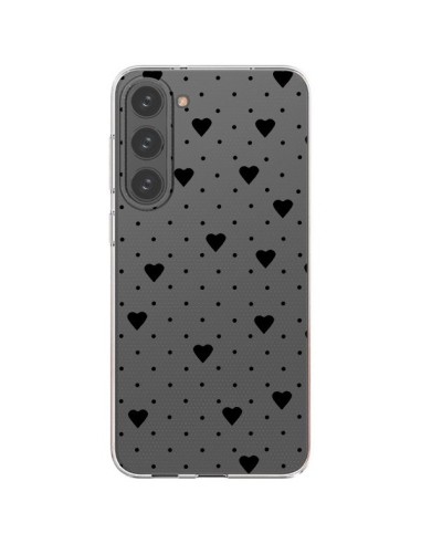 Coque Samsung Galaxy S23 Plus 5G Point Coeur Noir Pin Point Heart Transparente - Project M