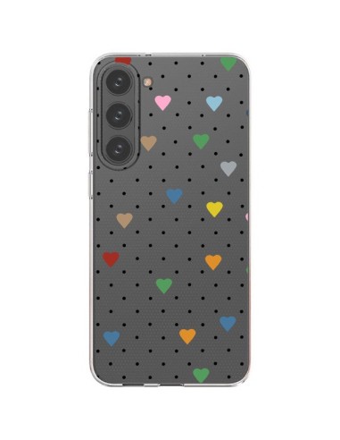 Cover Samsung Galaxy S23 Plus 5G Punti Cuori Colorato Trasparente - Project M