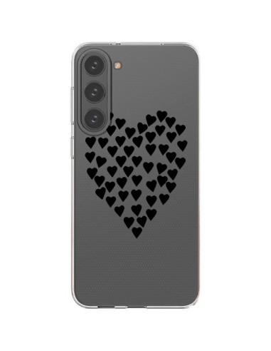 Coque Samsung Galaxy S23 Plus 5G Coeurs Heart Love Noir Transparente - Project M