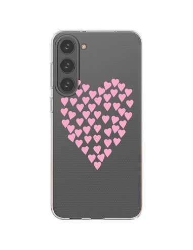 Coque Samsung Galaxy S23 Plus 5G Coeurs Heart Love Rose Pink Transparente - Project M