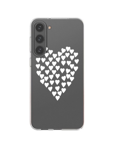 Coque Samsung Galaxy S23 Plus 5G Coeurs Heart Love Blanc Transparente - Project M