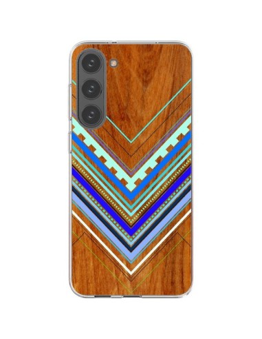 Coque Samsung Galaxy S23 Plus 5G Azteque Arbutus Blue Bois Aztec Tribal - Jenny Mhairi