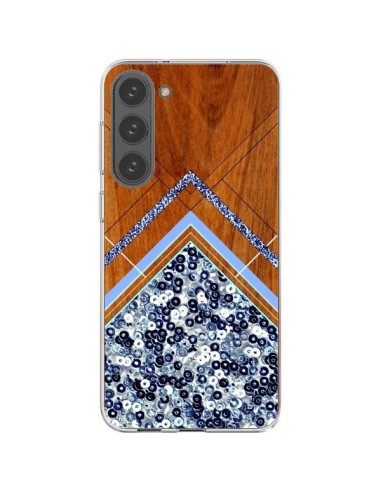 Coque Samsung Galaxy S23 Plus 5G Sequin Geometry Bois Azteque Aztec Tribal - Jenny Mhairi